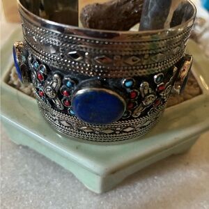 Vintage lapis old silver bracelet